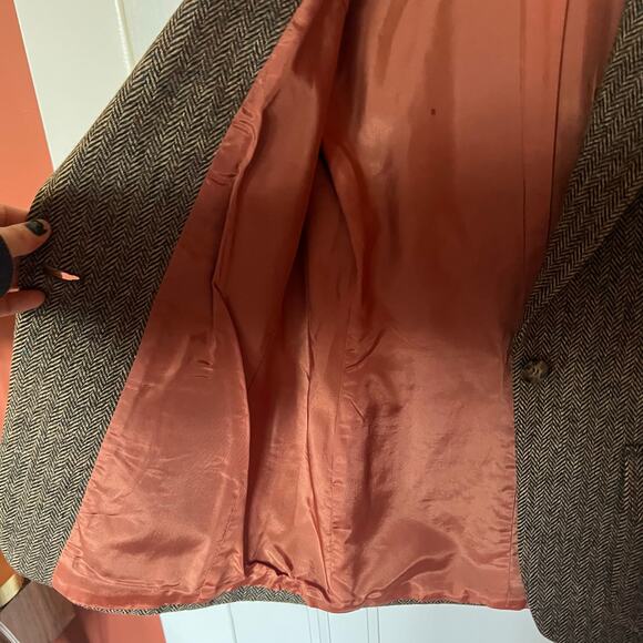 Vintage Lands End Irish Wool Tweed Blazer Brown/Tan SZ6 - Picture 8 of 8